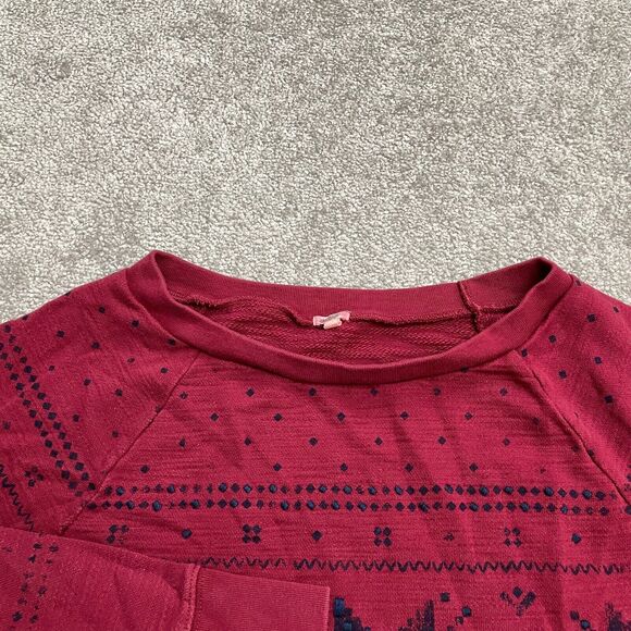 J.Crew Vintage Pullover Sweatshirt Womens Small Geometric Red Holiday Christmas - Picture 3 of 8